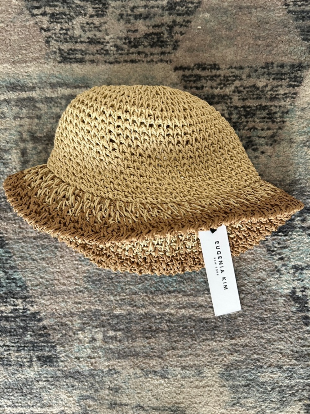 Eugenia Kim Kids Woven Straw Bucket Hat in Tan